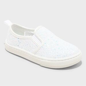 Cat & Jack Yana White Glitter Slip-On Sneakers Toddler Girls 5T